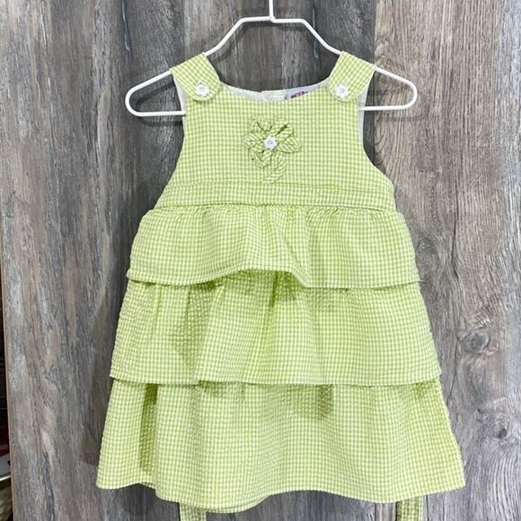 Lime Seersucker Layered Hem Dress • 18M - Picture 2 of 6